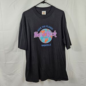 Vintage Hard Rock Cafe Shirt OSFA Black Single Stitch Nashville Y2K Mens